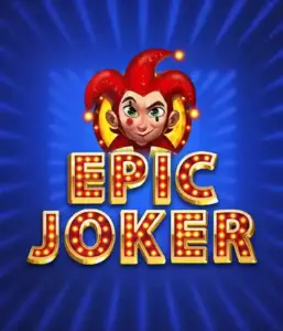 Experience the energetic world of the Epic Joker game by Relax Gaming, featuring a cheerful joker with a flaming hairstyle against a sparkling blue background. This graphic portrays the joy and humor of classic slots, ideal for those who love traditional gameplay, offering a captivating play experience.