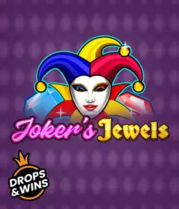 Enjoy the colorful world of Joker's Jewels slot by Pragmatic Play, highlighting a captivating joker's mask adorned with a vivid jester hat. This graphic evokes the fun and excitement of classic slots, set against a lavender background. Ideal for fans of joker-themed slots, delivering a delightful adventure. 